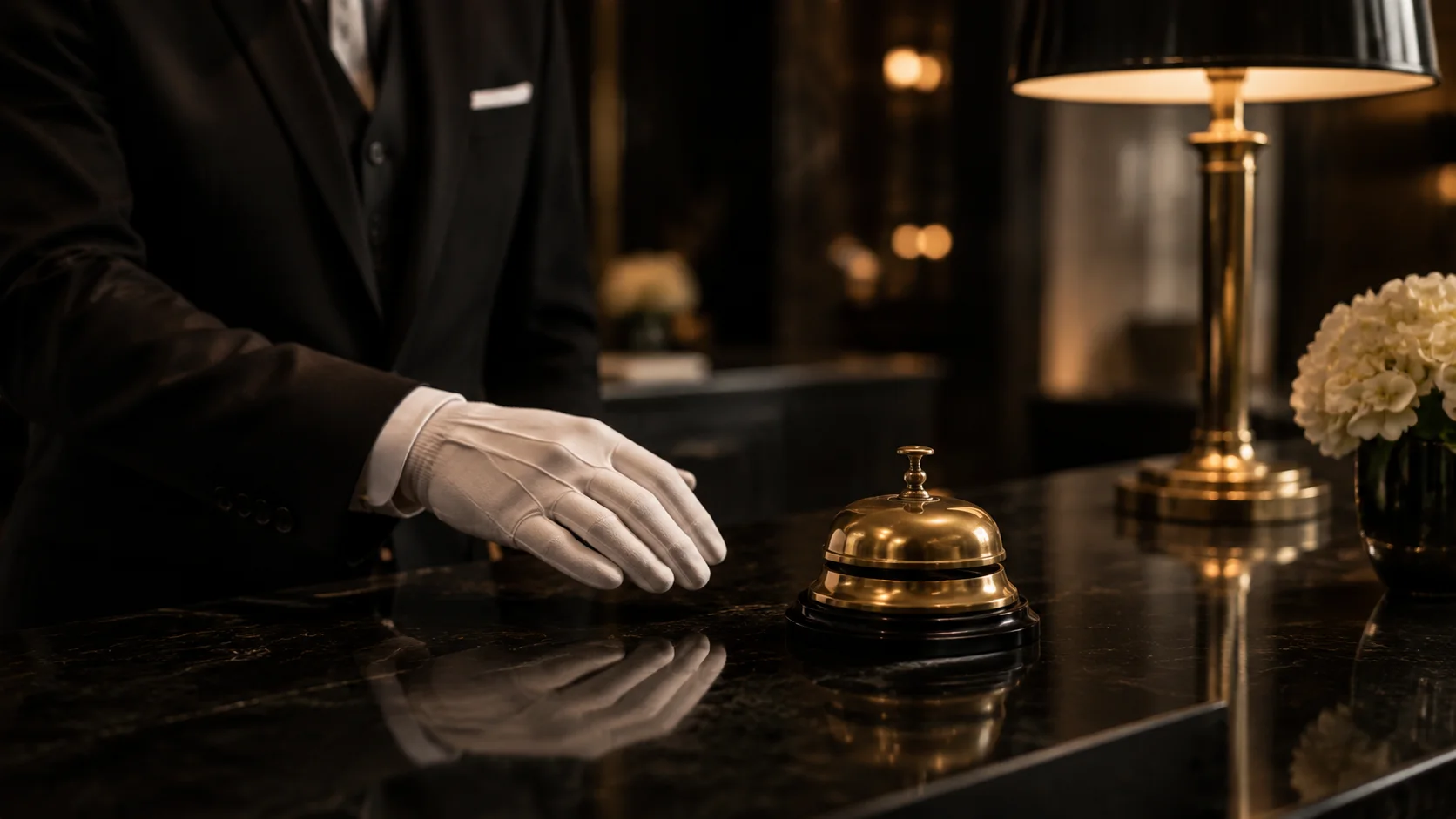 Discreet concierge service at an elegant hotel desk